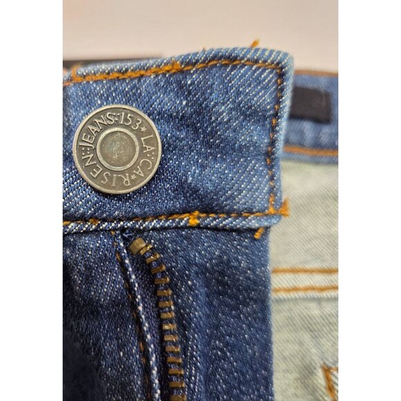 Risen Los Angeles Distressed Raw Hem Blue Skinny Jeans Womens Size 29/9 New Tags - Picture 8 of 14
